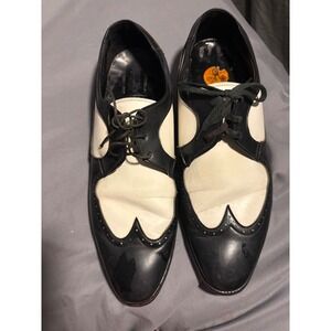 Stuart McGuire Mens Black White Wingtip Brogue Oxford Dress Shoes Size 10.5